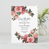 Dunkelmoody, rosa und rote Rosen, grüne Hochzeit Save The Date (Stehend Vorderseite)