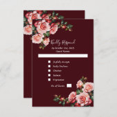 Dunkelmoody-Rosa- und rote Rosen-Maronehe RSVP Karte (Vorne/Hinten)