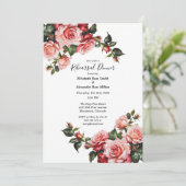 Dunkelmoody Rosa und rote Rosen Probe Abendessen Einladung (Stehend Vorderseite)