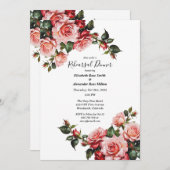 Dunkelmoody Rosa und rote Rosen Probe Abendessen Einladung (Vorne/Hinten)