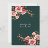 Dunkelmoody Rosa und rote Rosen Probe Abendessen Einladung (Rückseite)