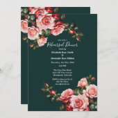 Dunkelmoody Rosa und rote Rosen Probe Abendessen Einladung (Vorne/Hinten)