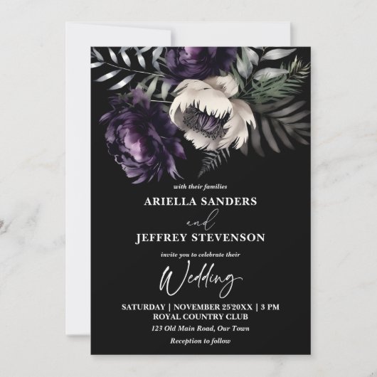 Dunkelmooody boho elegant alles in einer Hochzeit Einladung (Vorderseite)