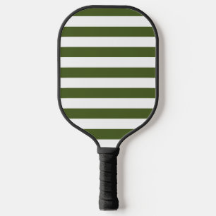 Dunkelmoosgrün und weiße Streifen Pickleball Schläger