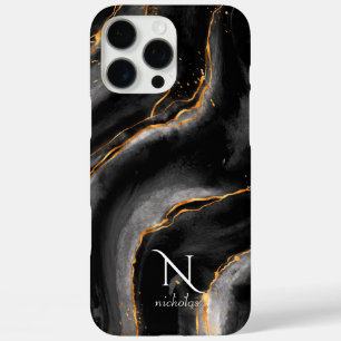 Dunkelnächtlicher Gold-Glitzer-Marmor anpassbar iPhone 16 Pro Max Hülle