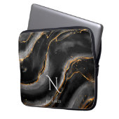 Dunkelnächtlicher Gold-Glitzer-Marmor anpassbar Laptopschutzhülle (Vorderseite Links)