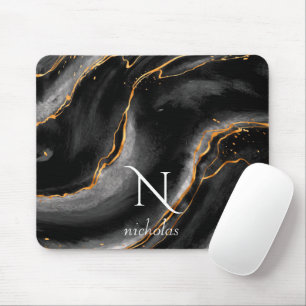 Dunkelnächtlicher Gold-Glitzer-Marmor anpassbar Mousepad