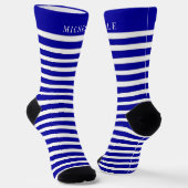 Dunkelnarbenblauer, weißer Retro-Individuelle Name Socken (Gewinkelt)