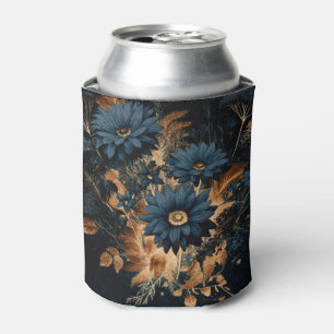 Dunkelnavyblau und Gold, rustikale Blumen, Boho-Gl Dosenkühler