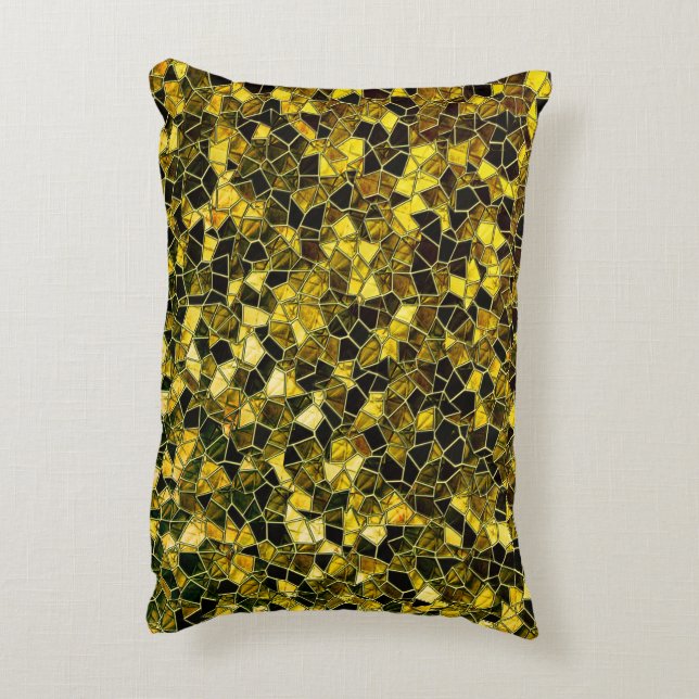 Dunkelocher und gelbes Mosaik, Option Line Splitti Dekokissen (Rückseite(Vertikal))