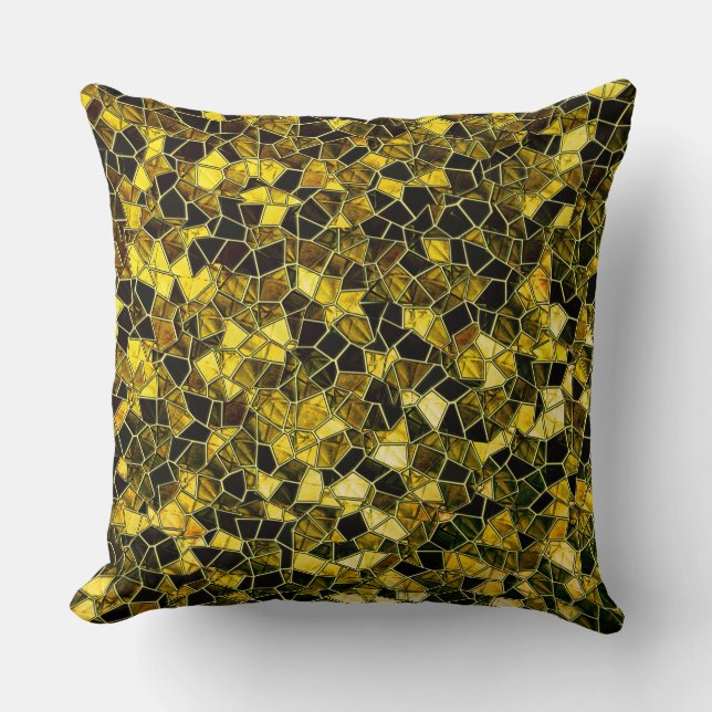 Dunkelocher und gelbes Mosaik, Option Line Splitti Kissen (Vorderseite)