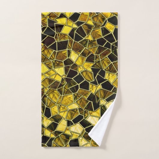 Dunkelockergelbes Mosaik mit schautafen Stangen Badhandtuch Set (Handtuch)
