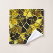 Dunkelockergelbes Mosaik mit schautafen Stangen Badhandtuch Set (Waschlappen)
