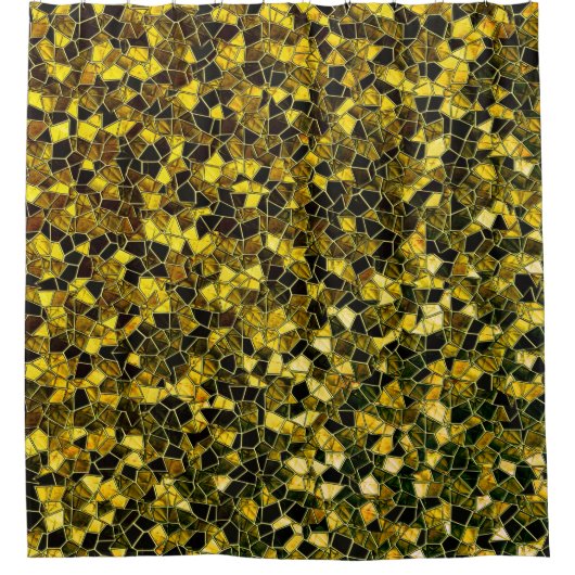 Dunkelockergelbes Mosaik mit schautafen Stangen Duschvorhang (Vorderseite)