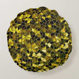 Dunkelockergelbes Mosaik mit schautafen Stangen Rundes Kissen