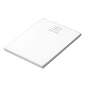 Dunkelolive Green Simple Modern Monogram Notizblock (Rotiert)