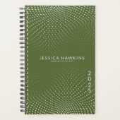 Dunkelolive Grüner Pop Dots Year Planer (Vorderseite)