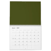 Dunkelolivengrün, solide Farbe Kalender (Mär 2027)