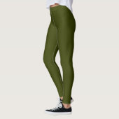 Dunkelolivengrün, solide Farbe Leggings (Links)