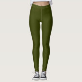 Dunkelolivengrün, solide Farbe Leggings (Vorderseite)
