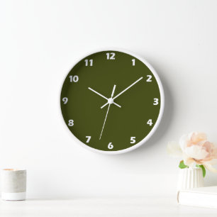 Dunkelolivengrün, solide Farbe Uhr