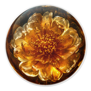 Dunkelorange Blume Muster Keramikknauf