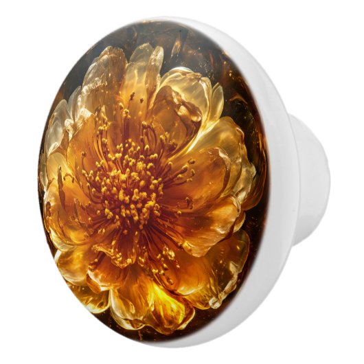 Dunkelorange Blume Muster Keramikknauf (Rechts)