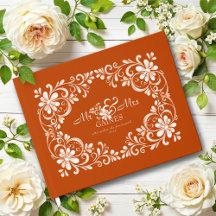 Dunkelorange shabby chic Hochzeitsgästebuch