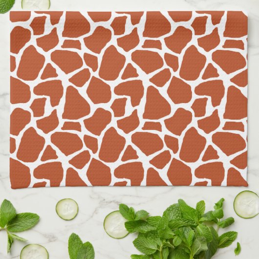 Dunkelorangefarbiges Giraffen-Muster Geschirrtuch (Gefaltet)
