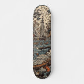 Dunkelpsychedelischer Leuchtturm Skateboard (Vorne)
