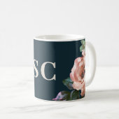Dunkelromantisch bemalt Blumen Initialen Geschenk  Kaffeetasse (VorderseiteRechts)
