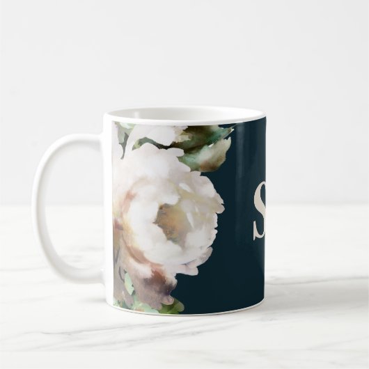 Dunkelromantisch bemalt Blumen Initialen Geschenk  Kaffeetasse (Links)