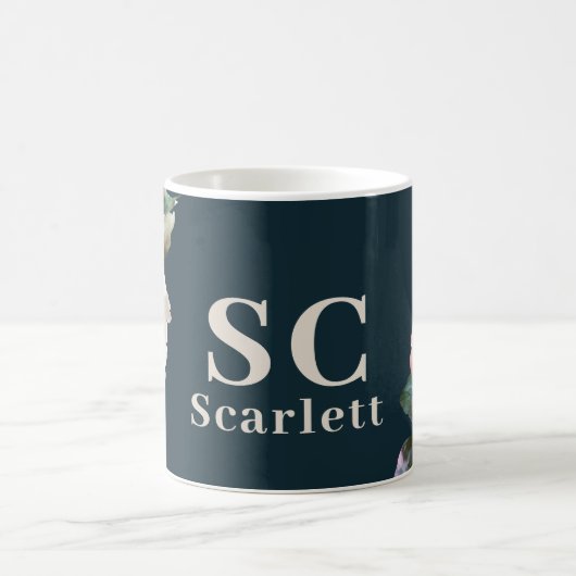 Dunkelromantisch bemalt Blumen Initialen Geschenk  Kaffeetasse (Mittel)