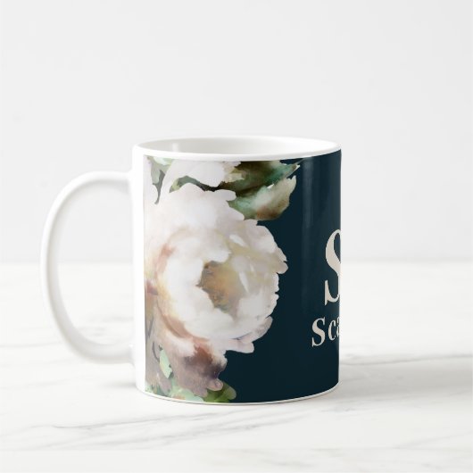 Dunkelromantisch bemalt Blumen Initialen Geschenk  Kaffeetasse (Links)