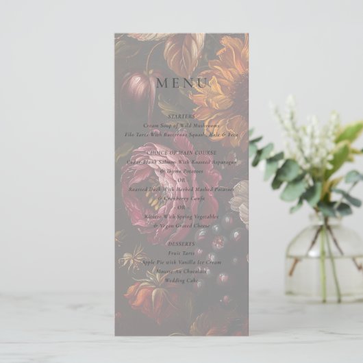 Dunkelromantische Barockmalerei Menükarte (Stehend Vorderseite)