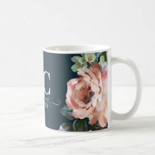 Dunkelromantische Blumen-Initialen Geschenk elegan Kaffeetasse
