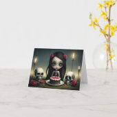 Dunkelromantische niedliche Gothemmerin mit Geburt Karte (Gelbe Blume)