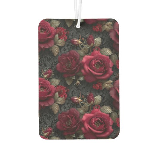 Dunkelromantische Rote Rosen und Buds an der schwa Autolufterfrischer (Rückseite)