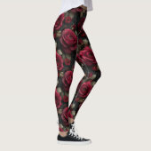 Dunkelromantische Rote Rosen und Buds an der schwa Leggings (Rechts)