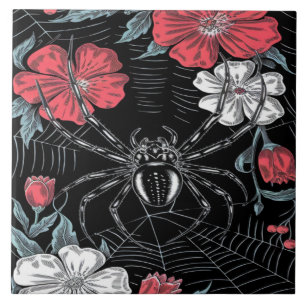 Dunkelromantische Spinne Fliese