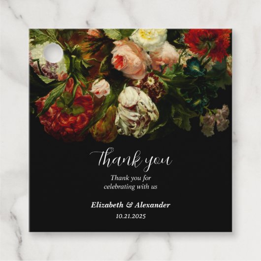 Dunkelromantische, stimmungsvolle Blume Geschenkanhänger (Vorderseite)