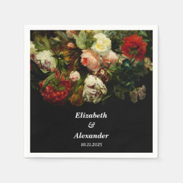 Dunkelromantische, stimmungsvolle Blume Serviette