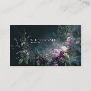 Dunkelromantischer floraler Blush-Mauve-Goldrahmen Visitenkarte