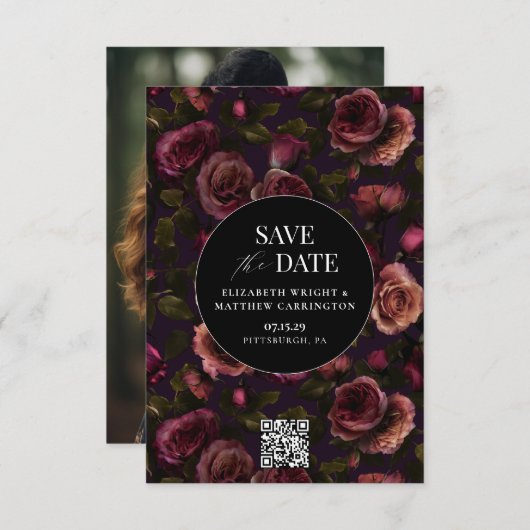 Dunkelromantisches Foto Save the Date Karte (Vorne/Hinten)