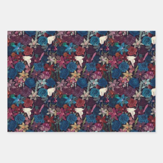 Dunkelromantisches Muster Geschenkpapier Set (Vorderseite)