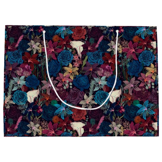 Dunkelromantisches Muster Große Geschenktüte (Rückseite)