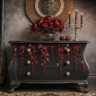 Dunkelromantisches rotes Blumen-Decoupage-Tissue-P Seidenpapier