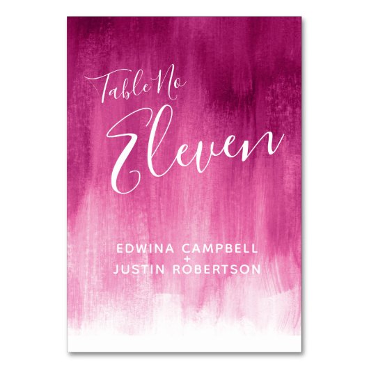 Dunkelrosa abstrakte Wäsche Moderne Tischnummer (Vorderseite)