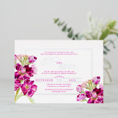 Dunkelrosa Aquarellfarbe Hochzeitsgold Folieneinladung (Stehend vorne)