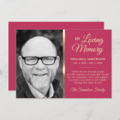 Dunkelrosa Beileid Beerdigung Gedächtnis DANK IHNE Dankeskarte (Vorne/Hinten)